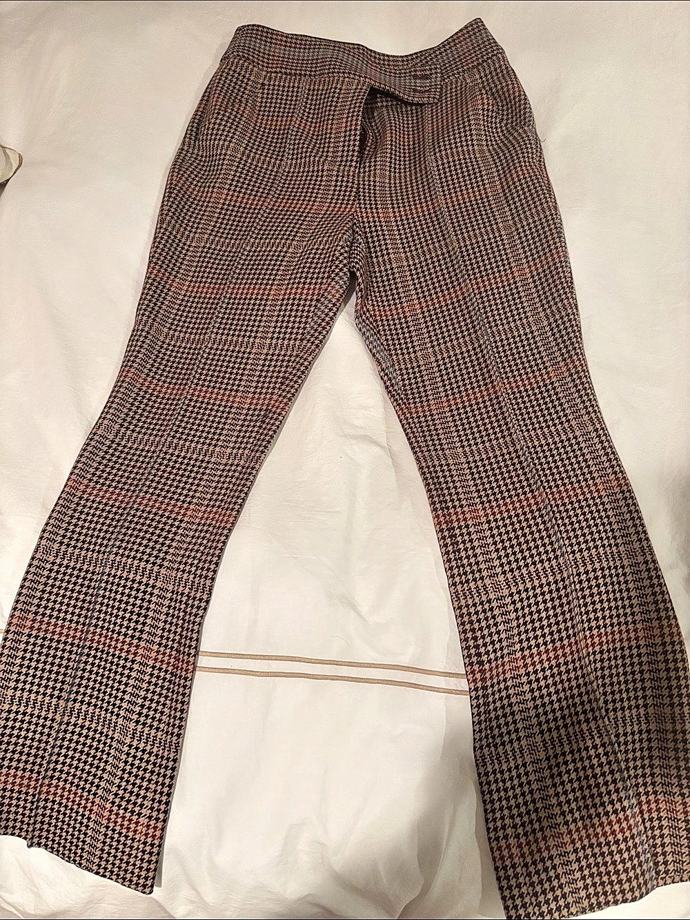 Veronica Beard Arte Houndstooth Kick-Flare Pants Brown & Black Size 4